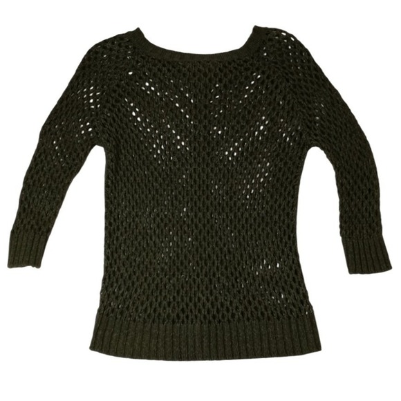 Chic Open Knit Zip Front‎ Cardigan Olive Green Womens Lightweight Layering - Picture 3 of 6